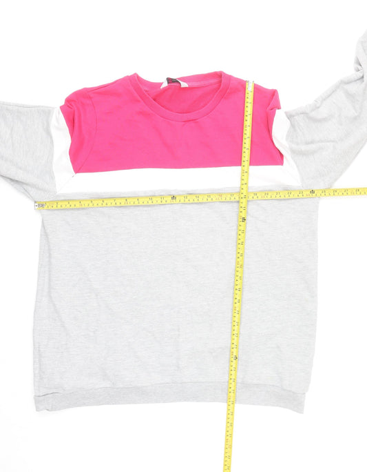 Yours Women’s Grey & Pink Colourblock Pullover Sweatshirt Size 22-24