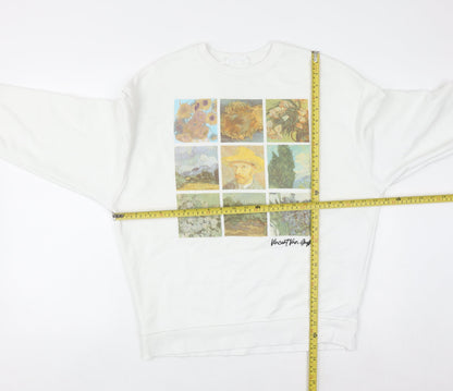 Primark Men’s White Vincent Van Gogh Art Graphic Pullover Sweatshirt XS