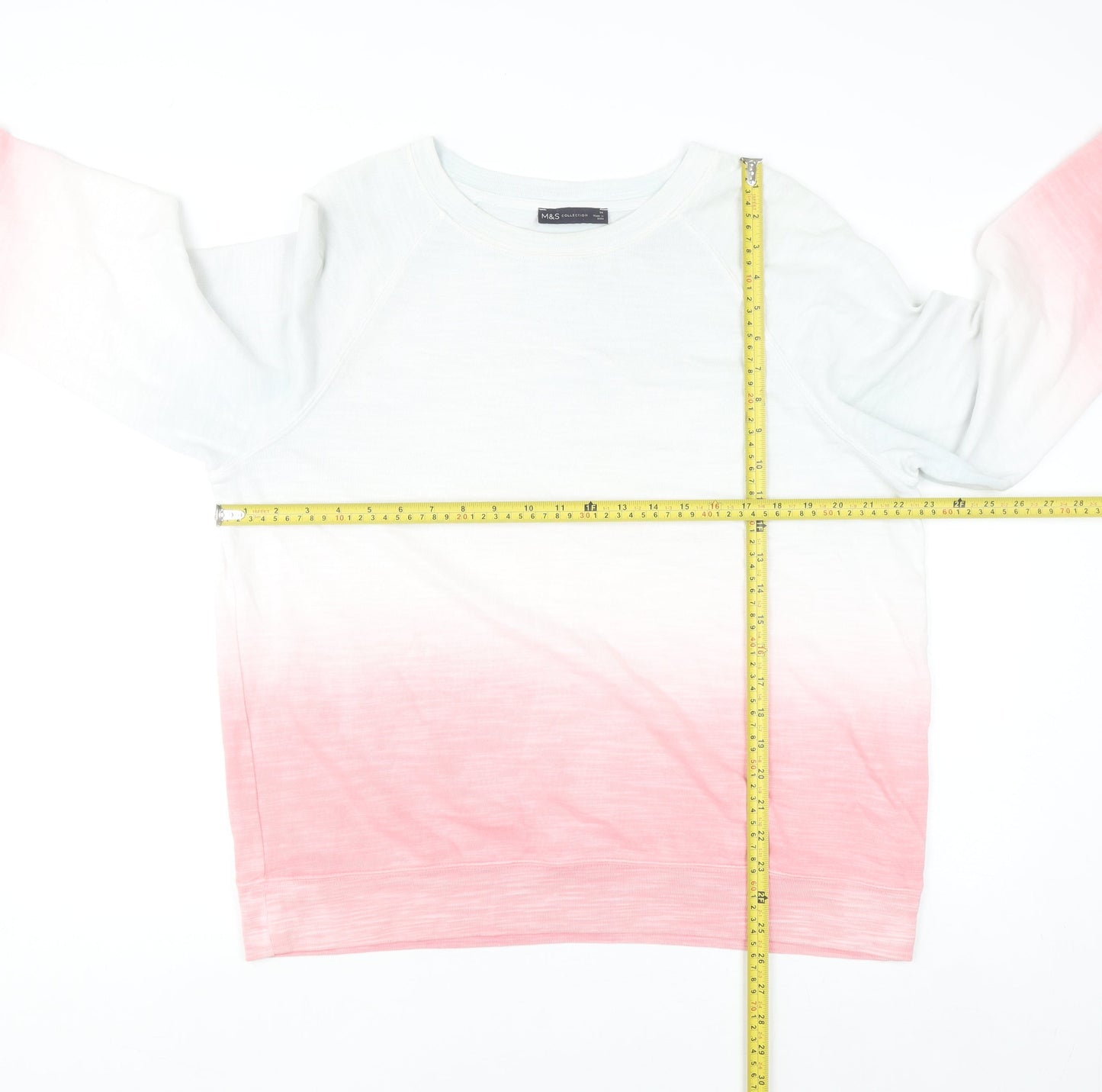 Marks and Spencer Women Pink Ombre Cotton Pullover Sweatshirt Size 14