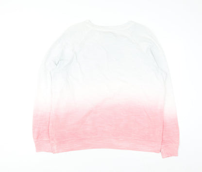 Marks and Spencer Women Pink Ombre Cotton Pullover Sweatshirt Size 14