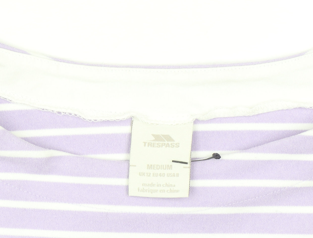 Trespass Women’s Lilac Striped Pullover Sweatshirt UK 12 Medium