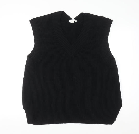 H&M Men's Black Knit Cotton Acrylic V-Neck Sleeveless Jumper Vest L