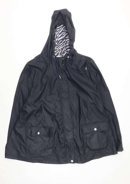 Dorothy Perkins Women’s Navy Hooded Rain Coat UK 22 Maternity Lined Waterproof