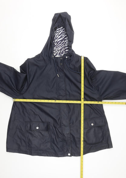 Dorothy Perkins Women’s Navy Hooded Rain Coat UK 22 Maternity Lined Waterproof