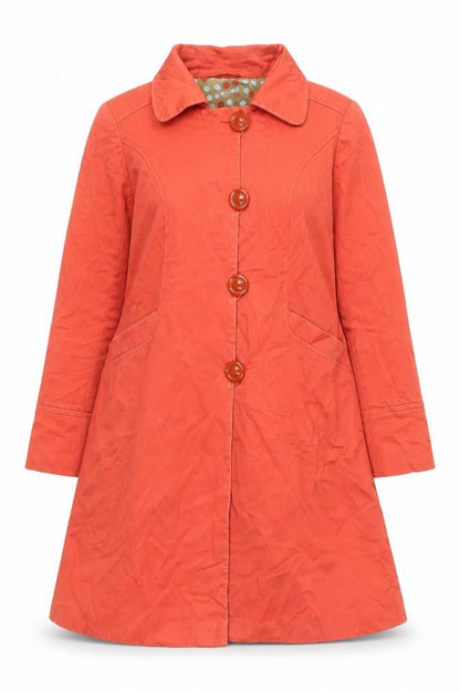 Marks & Spencer Women's Orange Long Trench Coat Size 10 Cotton Blend