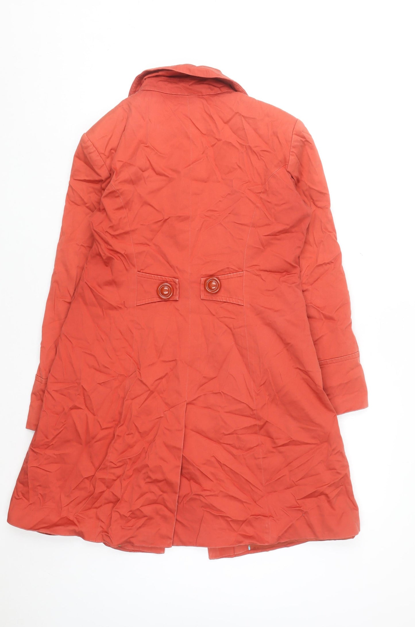 Marks and Spencer Women's Orange Long Trench Coat Size 10 Cotton Blend