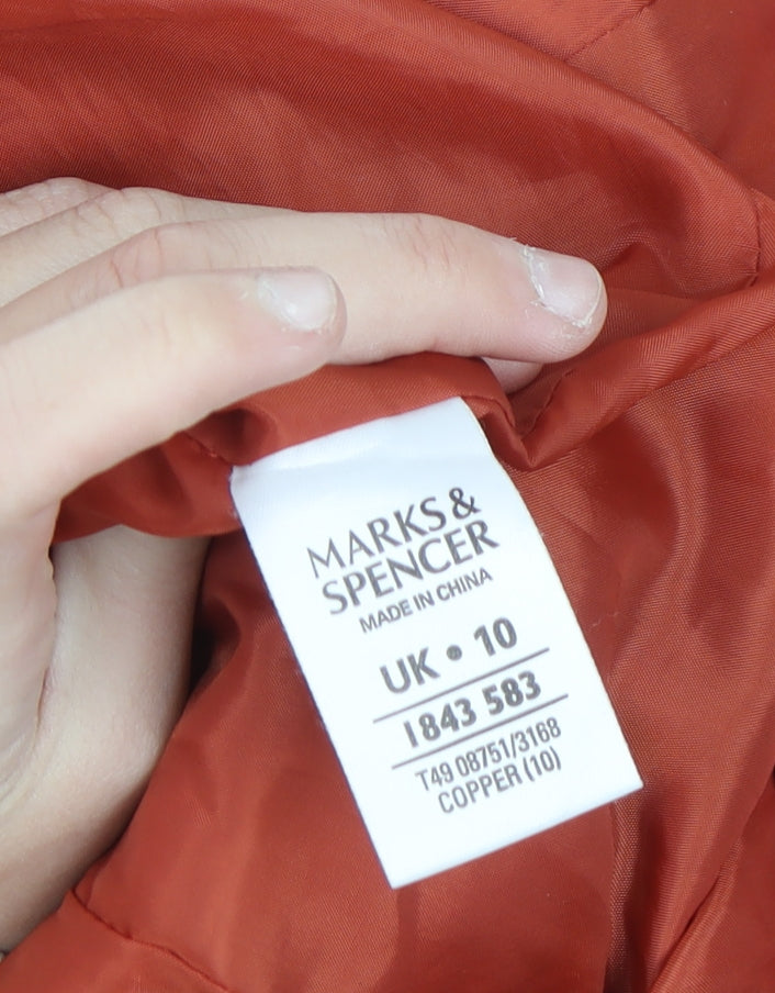 Marks and Spencer Women's Orange Long Trench Coat Size 10 Cotton Blend