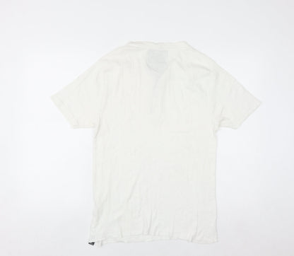 River Island Men's White Cotton Henley T-Shirt Size L