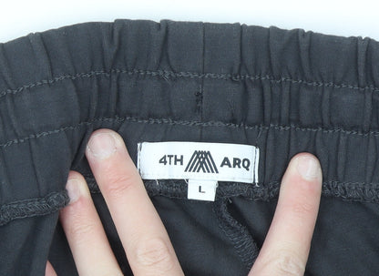 4TH ARQ Men's Black Regular Fit Stretch Trousers L