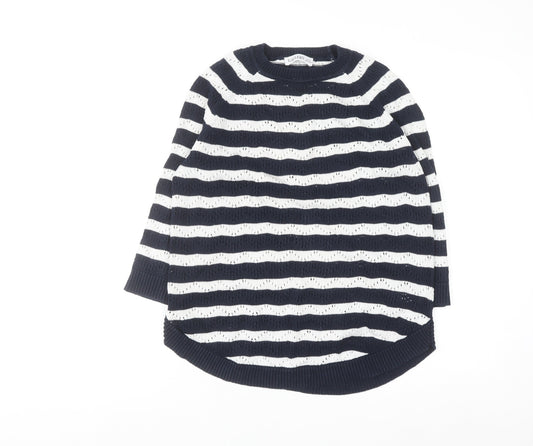 Gallery Women’s Blue White Striped Cotton Knit Jumper Size S