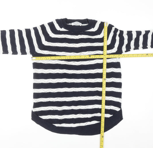 Gallery Women’s Blue White Striped Cotton Knit Jumper Size S