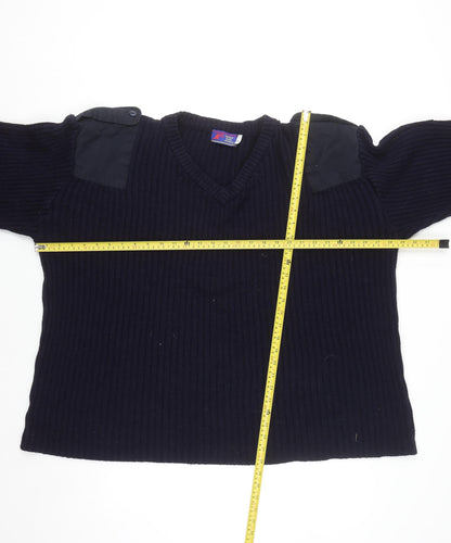 Fastrack Mens Blue 2XL V-Neck Chunky Knit Pullover Jumper