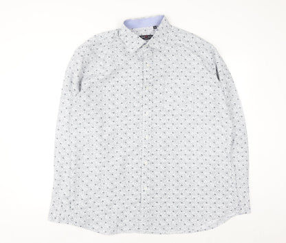 Red Jack Men's White Floral Cotton Button-Up Shirt Size 17