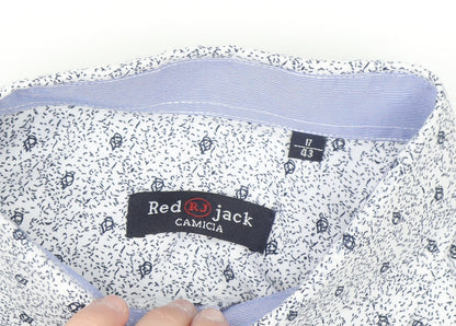 Red Jack Men's White Floral Cotton Button-Up Shirt Size 17