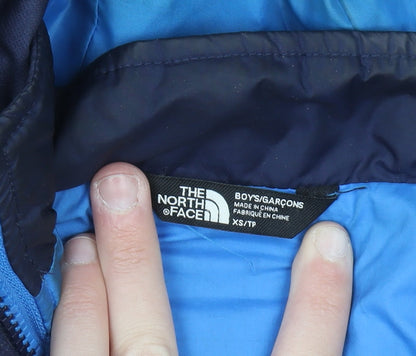 The North Face Boys Blue Waterproof Hooded Winter Parka Jacket XS