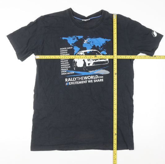Volkswagen Motorsport Men's Black Rally Graphic T-Shirt L Cotton
