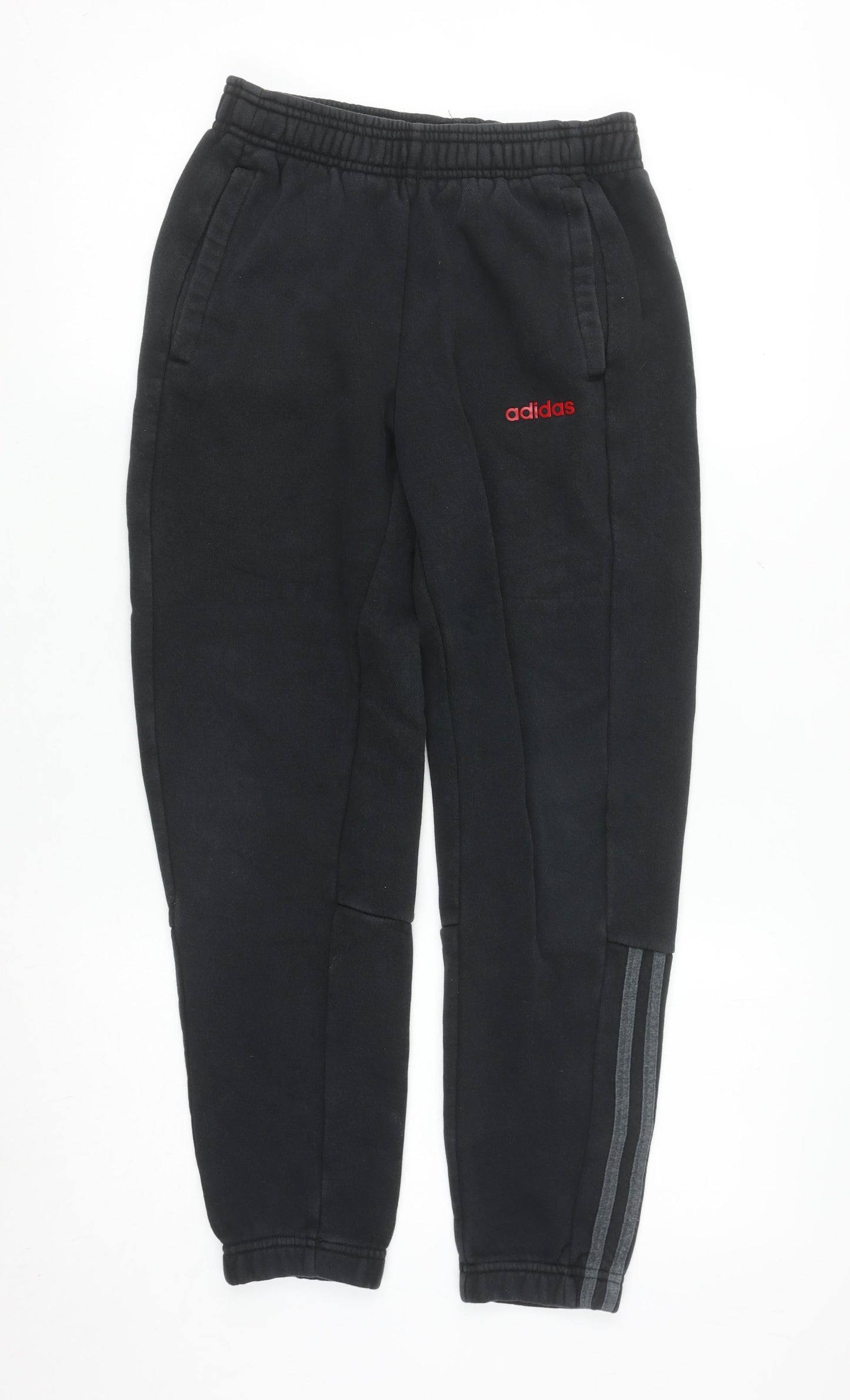 Adidas Boys Black Jogger Sweatpants 11-12 Years Fleece Elastic Waist