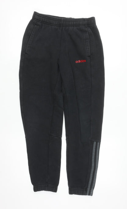 Adidas Boys Black Jogger Sweatpants 11-12 Years Fleece Elastic Waist