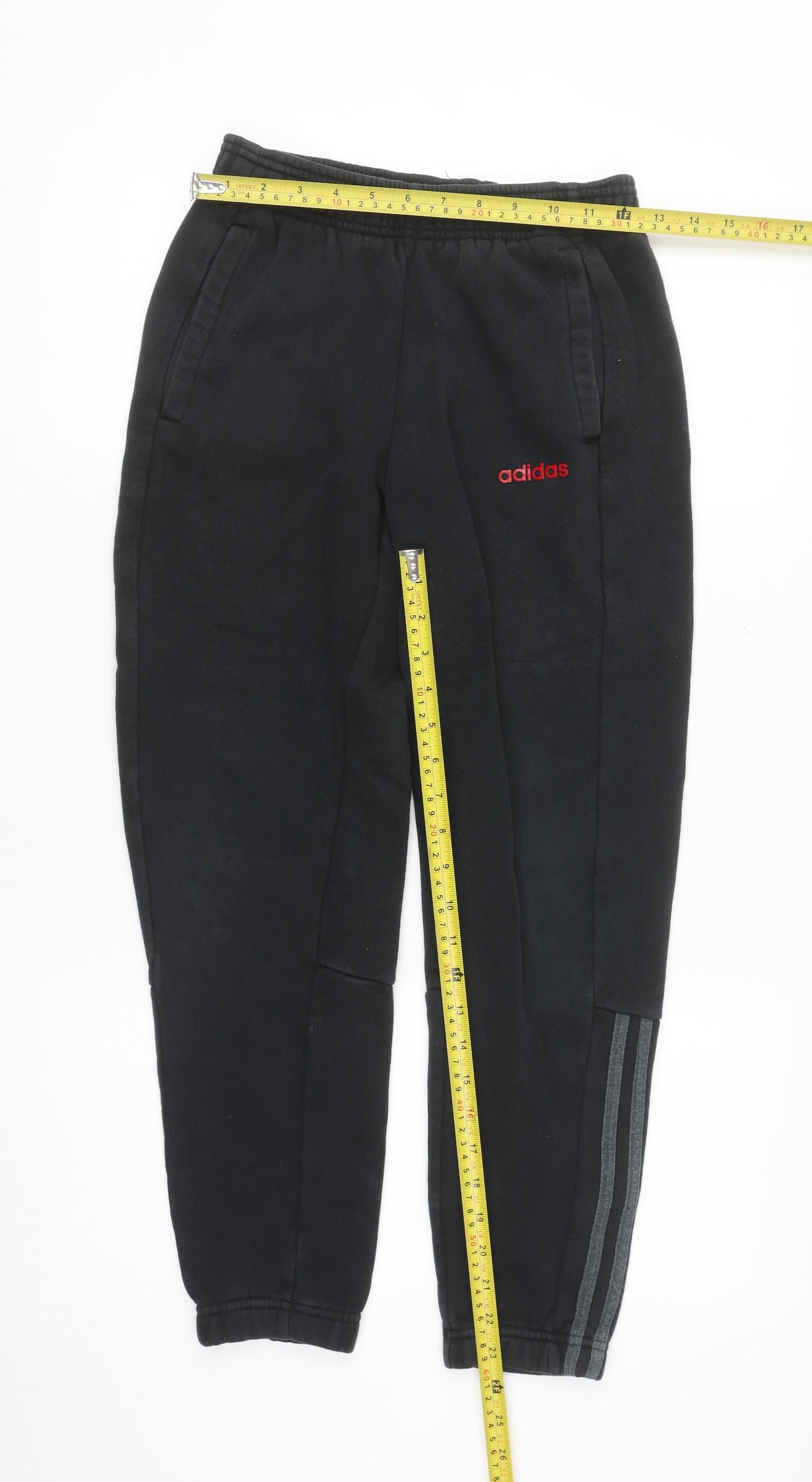 Adidas Boys Black Jogger Sweatpants 11-12 Years Fleece Elastic Waist