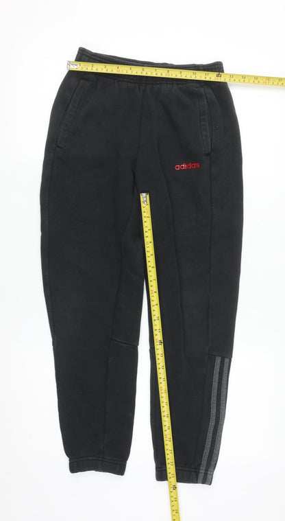 Adidas Boys Black Jogger Sweatpants 11-12 Years Fleece Elastic Waist