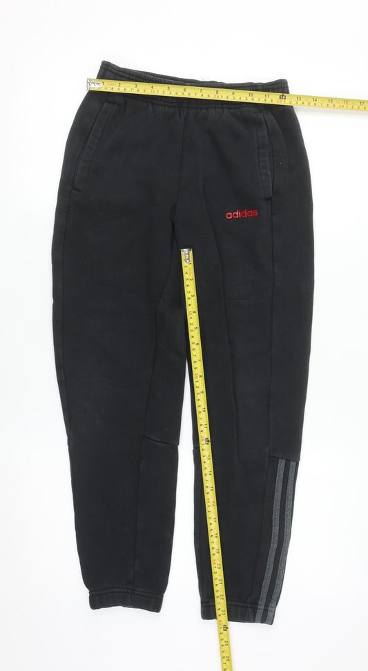 Adidas Boys Black Jogger Sweatpants 11-12 Years Fleece Elastic Waist