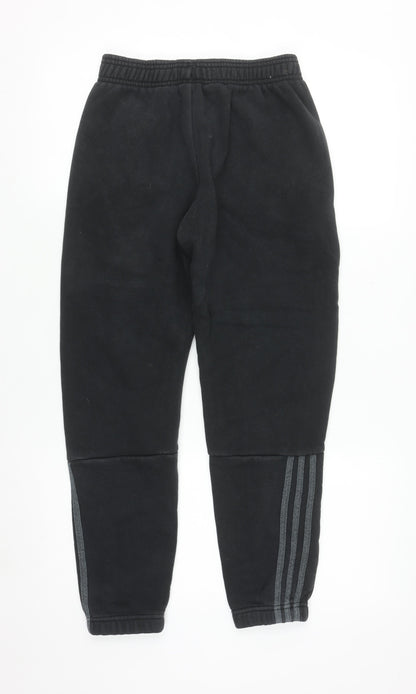 Adidas Boys Black Jogger Sweatpants 11-12 Years Fleece Elastic Waist
