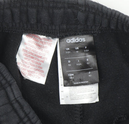 Adidas Boys Black Jogger Sweatpants 11-12 Years Fleece Elastic Waist