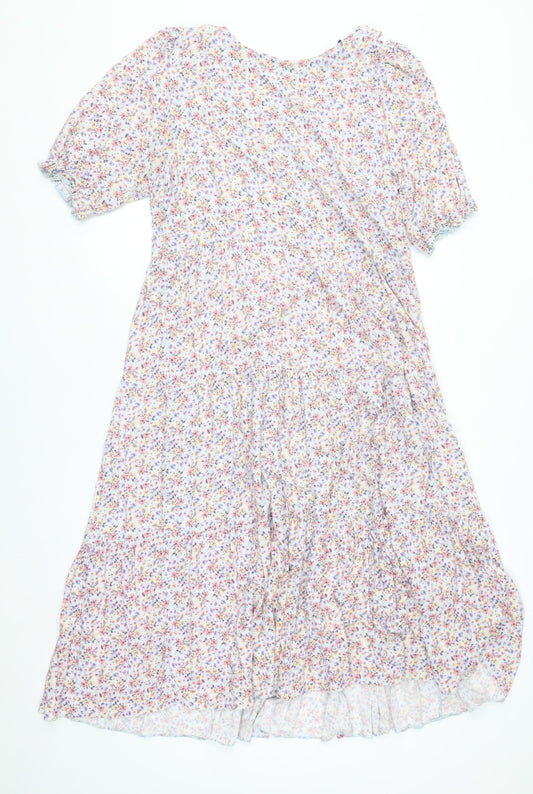 New Look Women's Multicoloured Floral Midi A-Line Dress Size 16