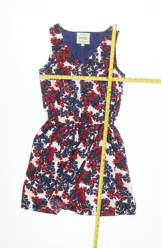 Diesel Womens Multicoloured Floral A-Line Sleeveless Short Dress S
