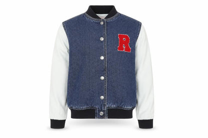 Only Boys Blue Denim Varsity Jacket Size 146 Cotton Lined Button Bomber