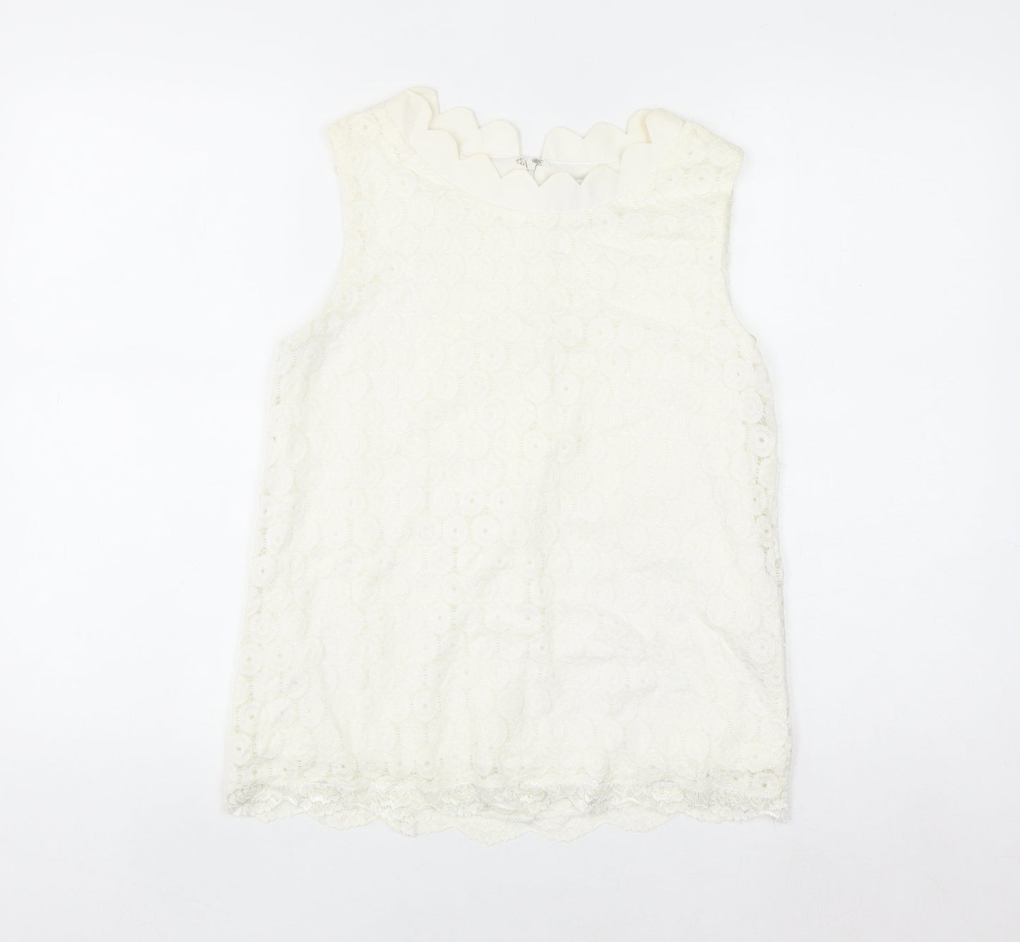 Marc Angelo Women Ivory Lace Sleeveless Blouse Size 10