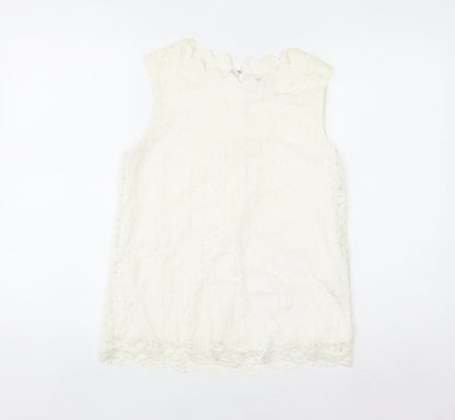 Marc Angelo Women Ivory Lace Sleeveless Blouse Size 10