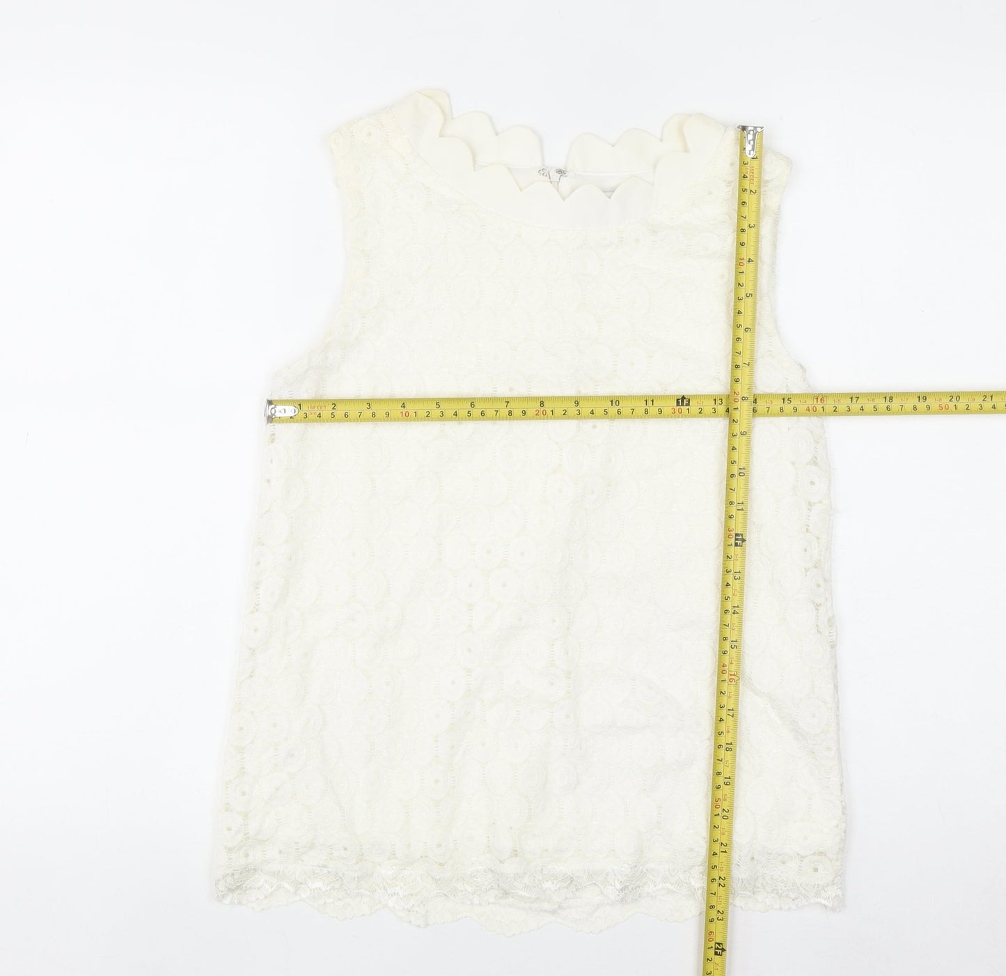 Marc Angelo Women Ivory Lace Sleeveless Blouse Size 10