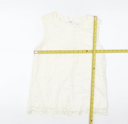 Marc Angelo Women Ivory Lace Sleeveless Blouse Size 10