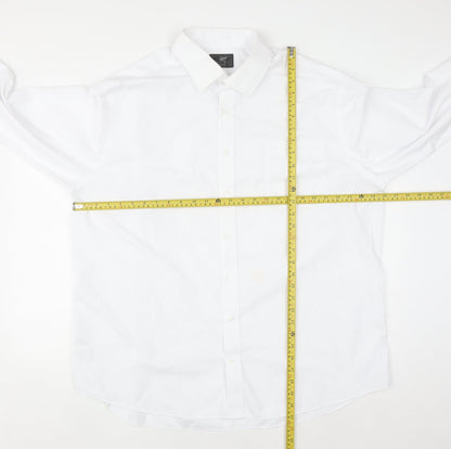 Marks and Spencer Men's White Regular Fit Long Sleeve Button-Up Shirt 18.5in