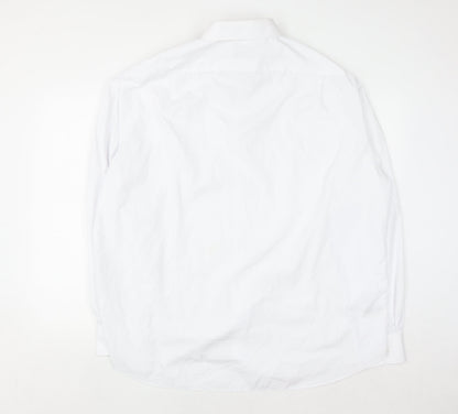 Marks and Spencer Men's White Regular Fit Long Sleeve Button-Up Shirt 18.5in