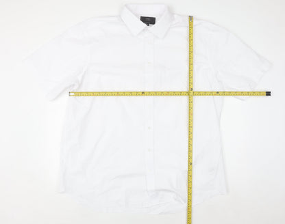 Marks and Spencer Men's White Regular Fit Short Sleeve Button-Up Shirt Size 18.5