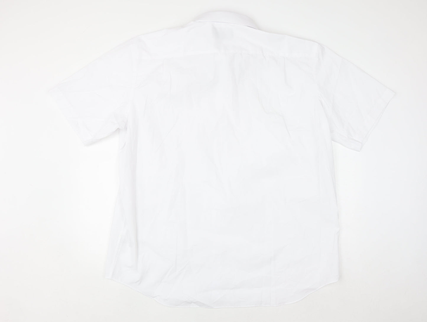 Marks and Spencer Men's White Regular Fit Short Sleeve Button-Up Shirt Size 18.5