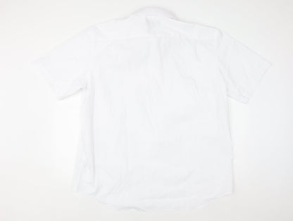 Marks and Spencer Men's White Regular Fit Short Sleeve Button-Up Shirt Size 18.5