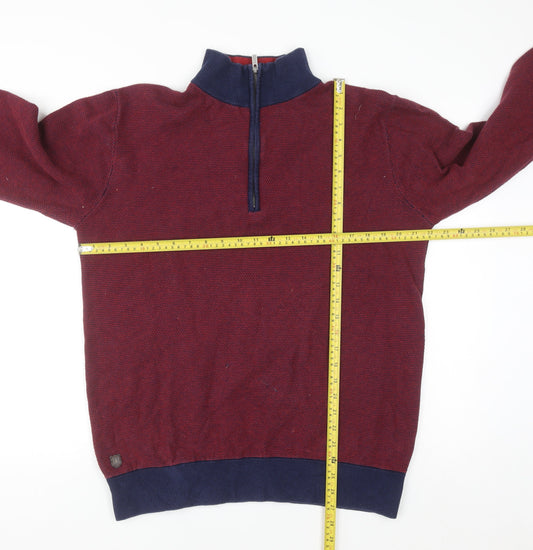6th Sense Men’s Red Knit 1/2 Zip Cotton Sweatshirt XXL