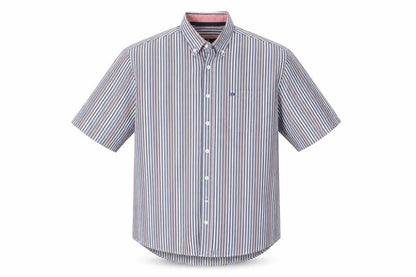 Kellerman Men's Multicoloured Striped Short Sleeve Button-Up Shirt L