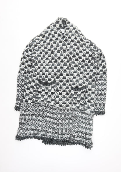 Savida Women's Black & White Chunky Knit Cardigan M