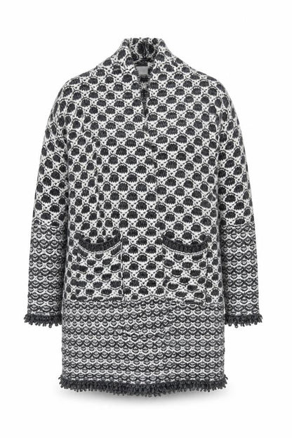 Savida Women's Black & White Chunky Knit Cardigan M
