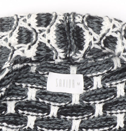 Savida Women's Black & White Chunky Knit Cardigan M