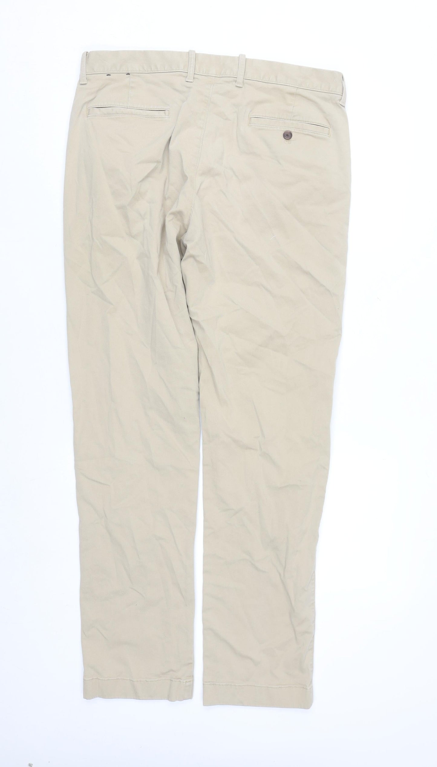 J.Crew Men's Beige Chino Trousers Flex W34 L34 Cotton Stretch