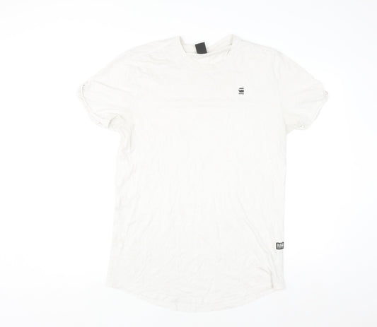 G-Star RAW Men's White Crew Neck Short Sleeve Cotton T-Shirt Size M