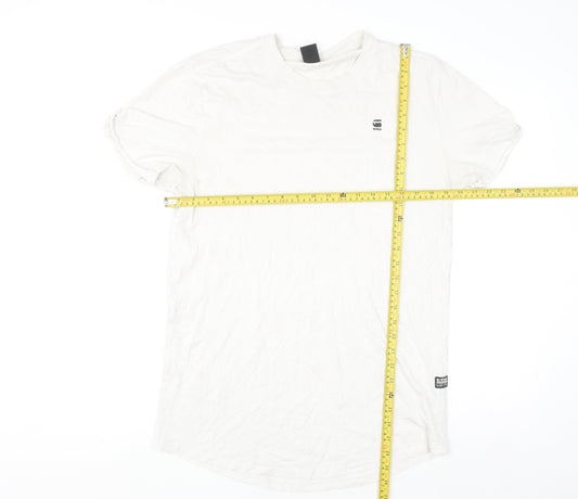 G-Star RAW Men's White Crew Neck Short Sleeve Cotton T-Shirt Size M