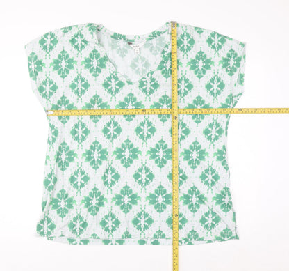 Marks and Spencer Womens Green V-Neck Short Sleeve Jersey T-Shirt Size 16