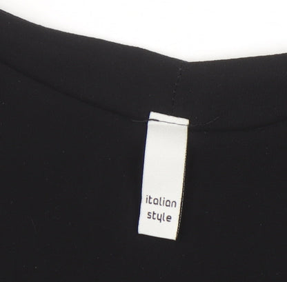 Italian Style Women’s Black Tunic Blouse Size 14 Lightweight