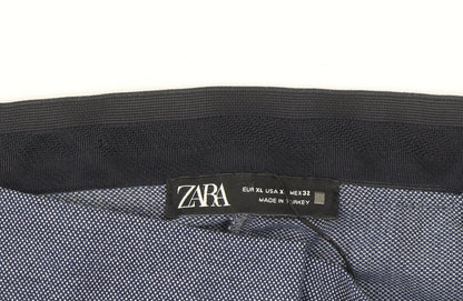 Zara Women Blue Slim Fit Cropped Tapered Trousers Size XL